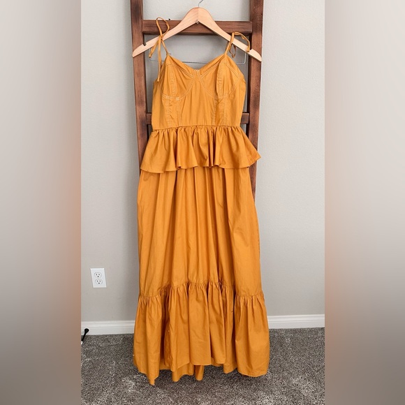 NWT MISA Los Angeles Rosie Bustier Peplum-Waist Poplin Maxi Dress sz M - Picture 1 of 5